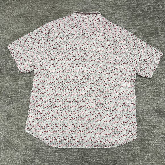Tommy Bahama Shirt Mens 2XL White Pink Flamingo Print Short Sleeve Button Front - Picture 5 of 11